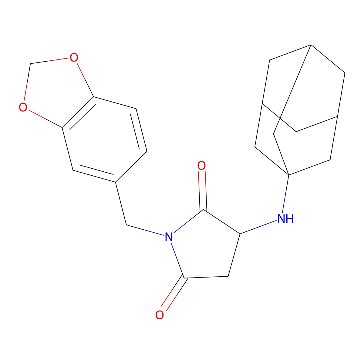 3-(1-Adamantylamino)-1-(1,3-benzodioxol-5-ylmethyl)pyrrolidine-2,5-dione molecular structure, CAS 1008990-93-9