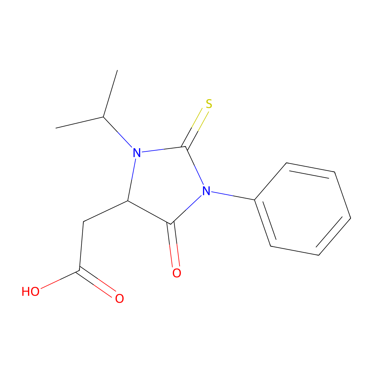 2-(3-Isopropyl-5-oxo-1-phenyl-2-thioxoimidazolidin-4-yl)acetic acid molecular structure, CAS 1008993-22-3