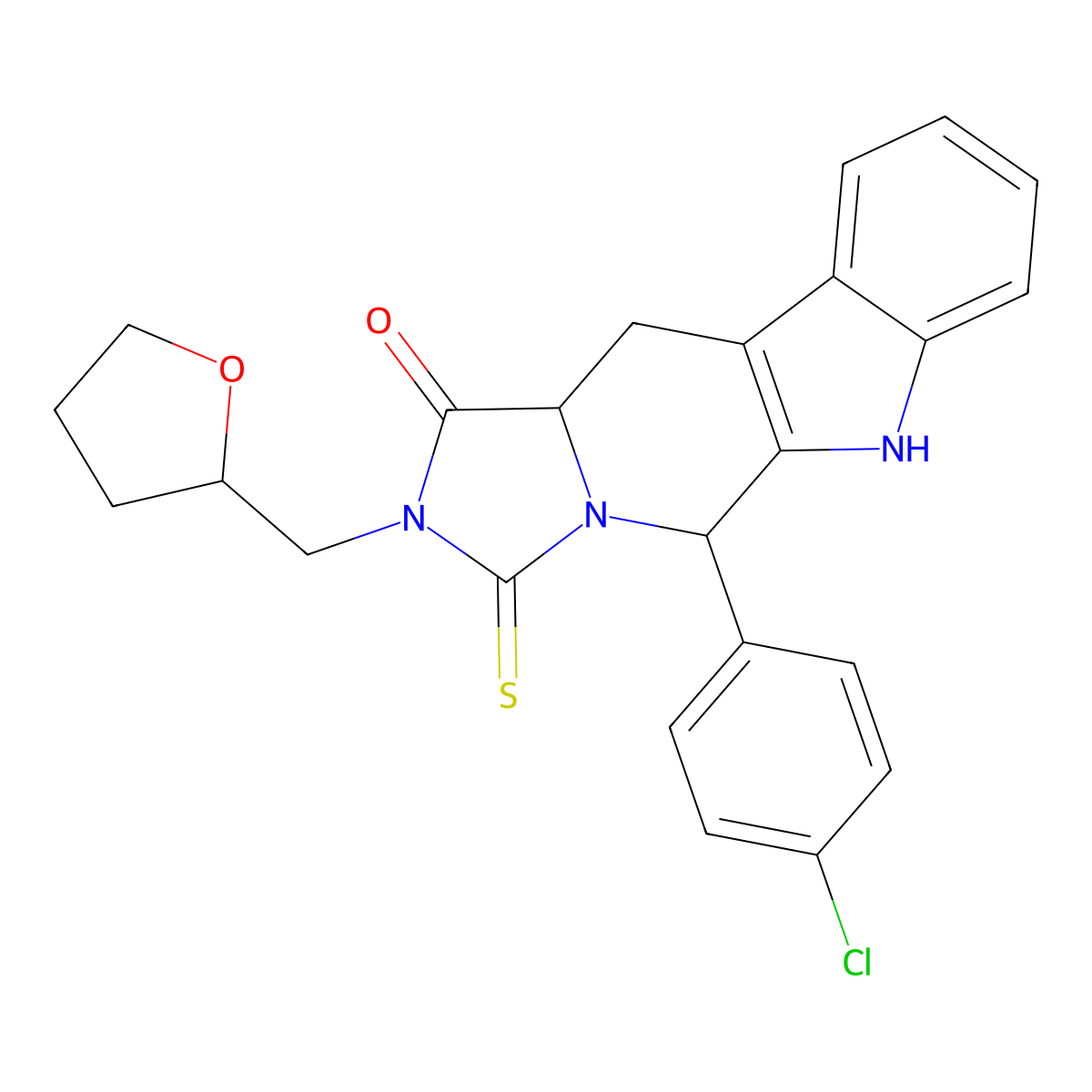 5-(4-chlorophenyl)-2-(tetrahydro-2-furanylmethyl)-3-thioxo-2,3,5,6,11,11a-hexahydro-1H-imidazo[5',1':6,1]pyrido[3,4-b]indol-1-one molecular structure, CAS 1008993-84-7