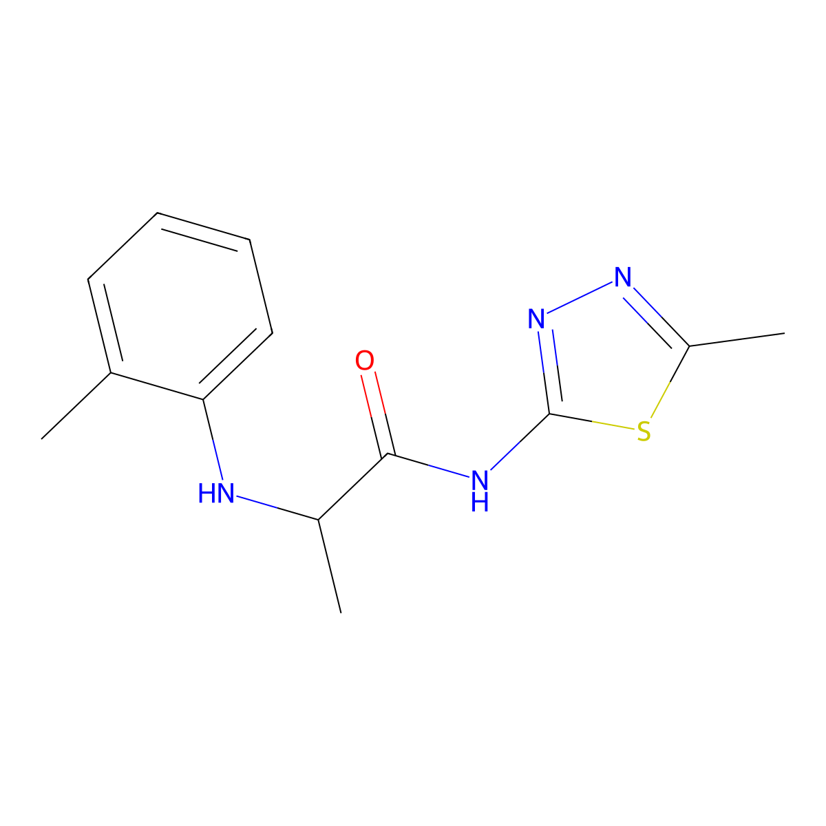 N-(5-Methyl-[1,3,4]thiadiazol-2-yl)-2-o-tolylamino-propionamide molecular structure, CAS 1008995-53-6