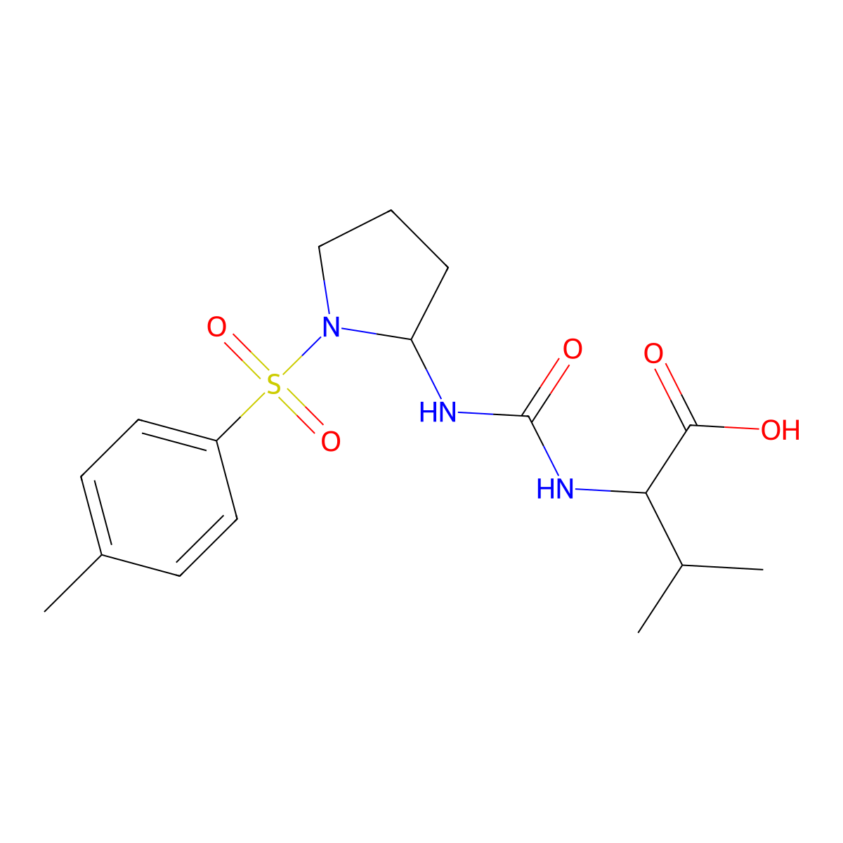 3-Methyl-2-({[1-(4-methylbenzenesulfonyl)pyrrolidin-2-YL]carbamoyl}amino)butanoic acid molecular structure, CAS 1008996-11-9