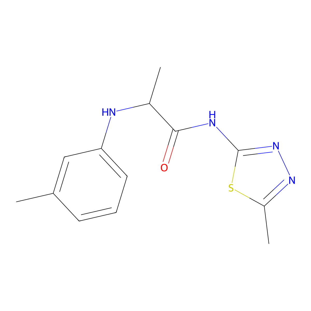 N-(5-Methyl-[1,3,4]thiadiazol-2-yl)-2-m-tolylamino-propionamide molecular structure, CAS 1008996-27-7