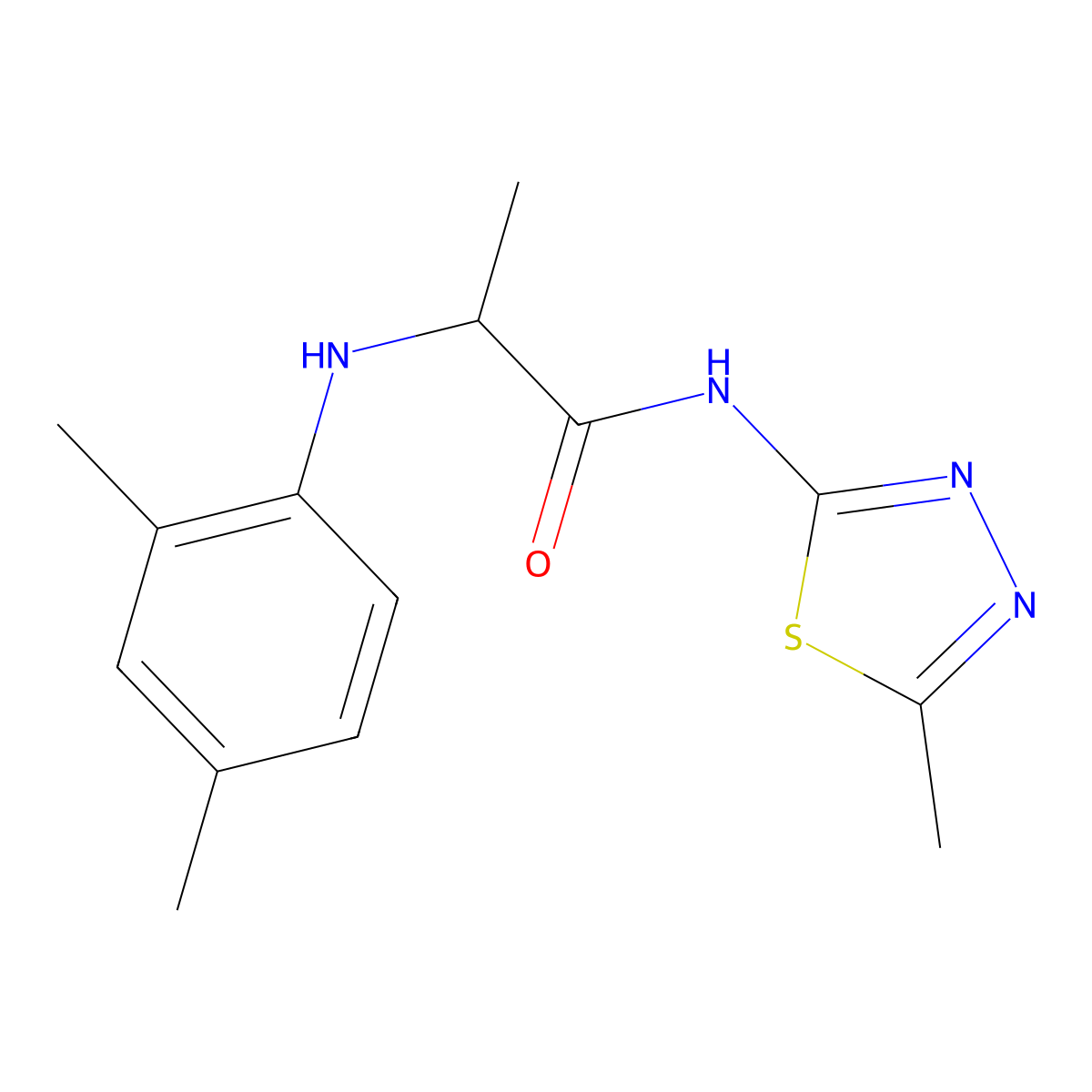 2-(2,4-Dimethyl-phenylamino)-N-(5-methyl-[1,3,4]thiadiazol-2-yl)-propionamide molecular structure, CAS 1008996-43-7