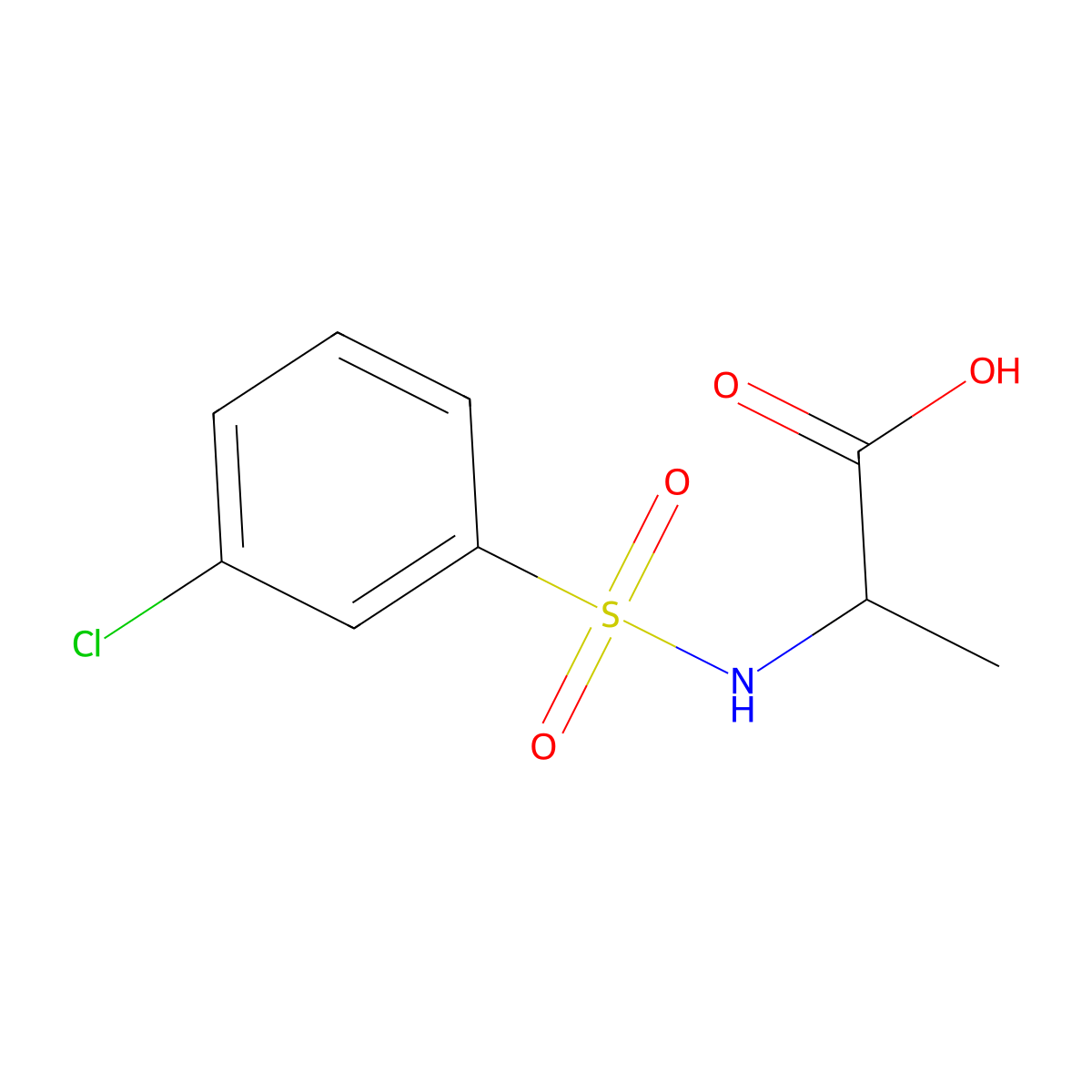 2-(3-Chlorobenzenesulfonamido)propanoic acid molecular structure, CAS 1008997-34-9