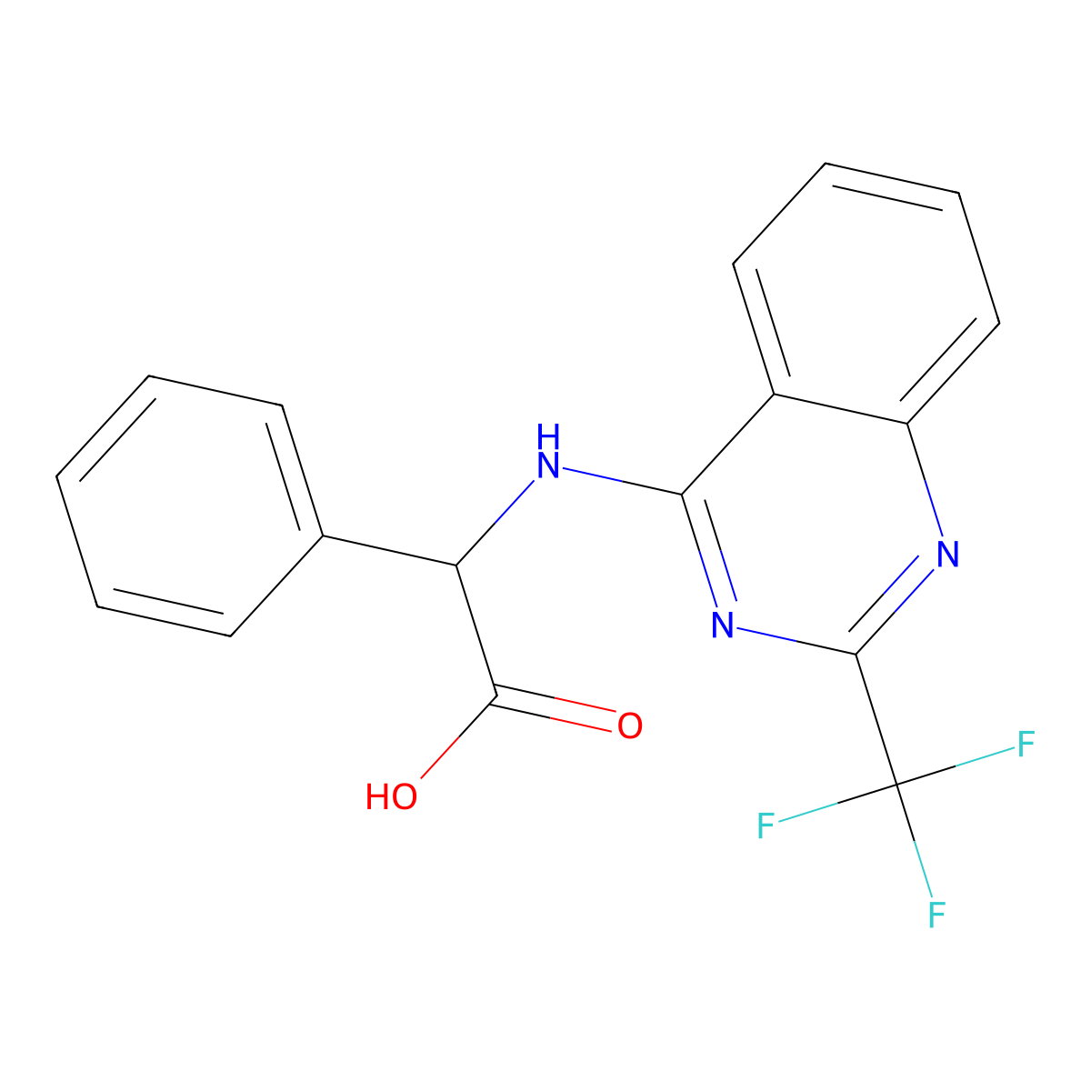 Phenyl{[2-(trifluoromethyl)-4-quinazolinyl]amino}acetic acid molecular structure, CAS 1008999-12-9