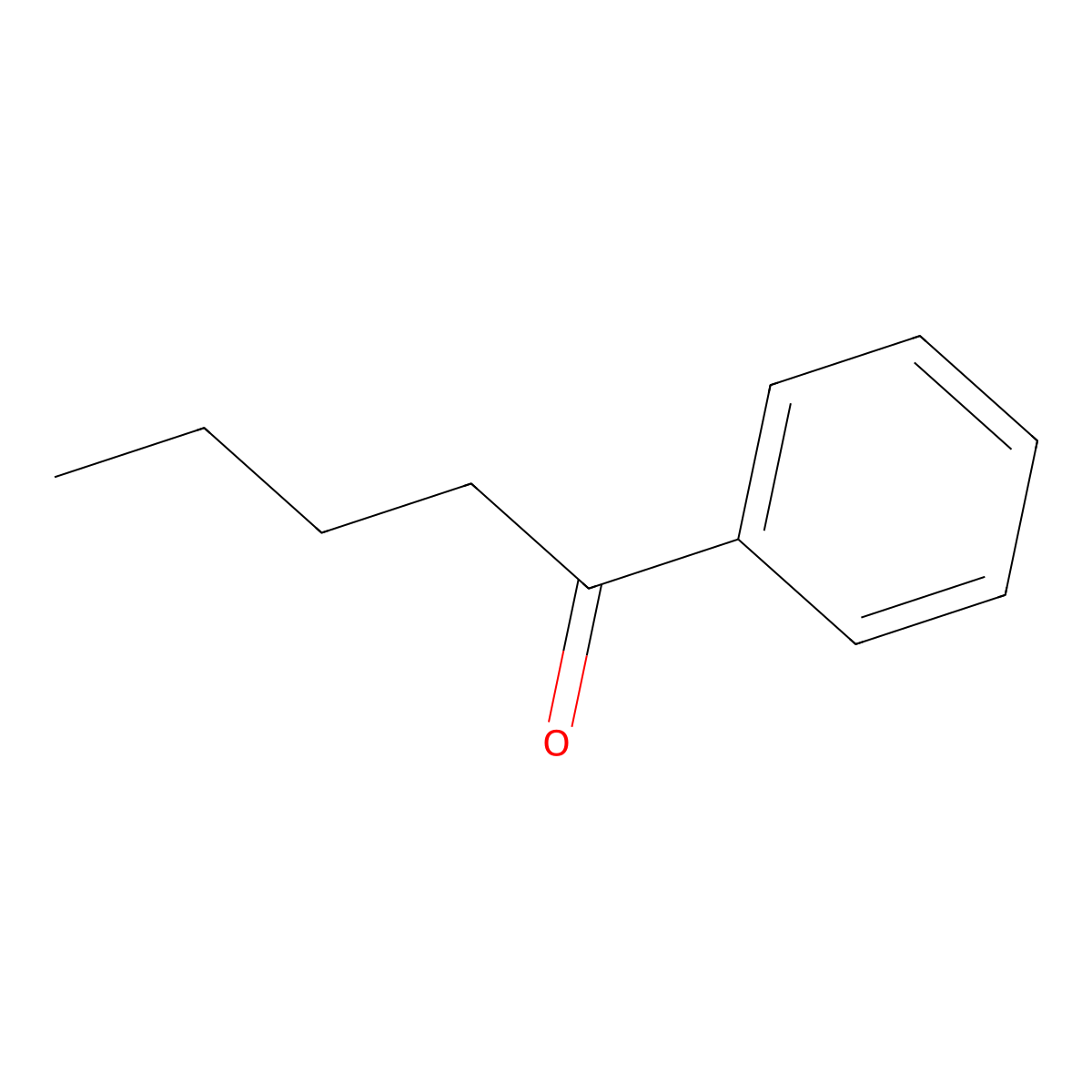 Valerophenone molecular structure, CAS 1009-14-9