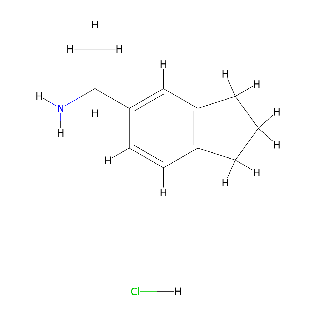 1-(2,3-dihydro-1H-inden-5-yl)ethan-1-amine hydrochloride molecular structure, CAS 1009-18-3