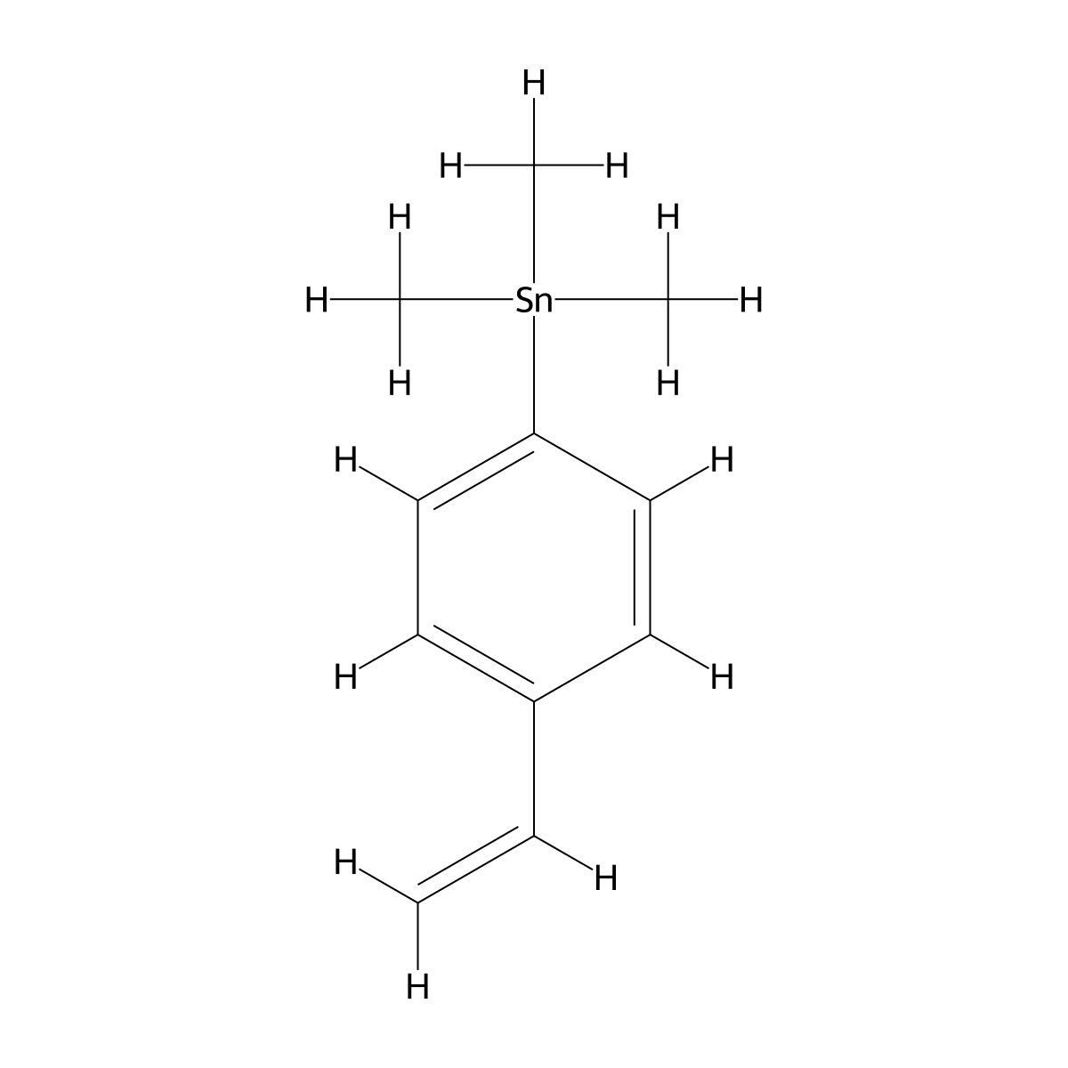 Trimethyl(4-vinylphenyl)stannane molecular structure, CAS 1009-50-3