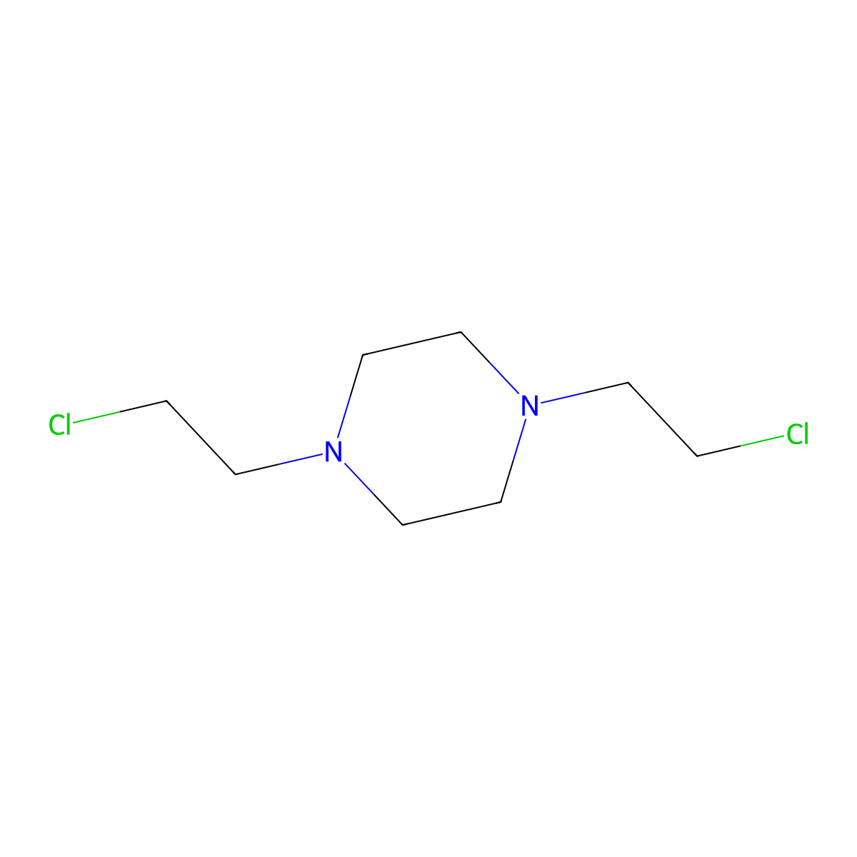 Piperazine, 1,4-bis(2-chloroethyl)- molecular structure, CAS 1009-85-4