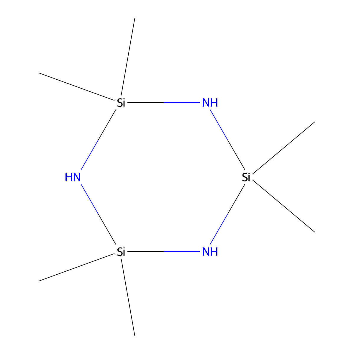 2,2,4,4,6,6-Hexamethylcyclotrisilazane molecular structure, CAS 1009-93-4