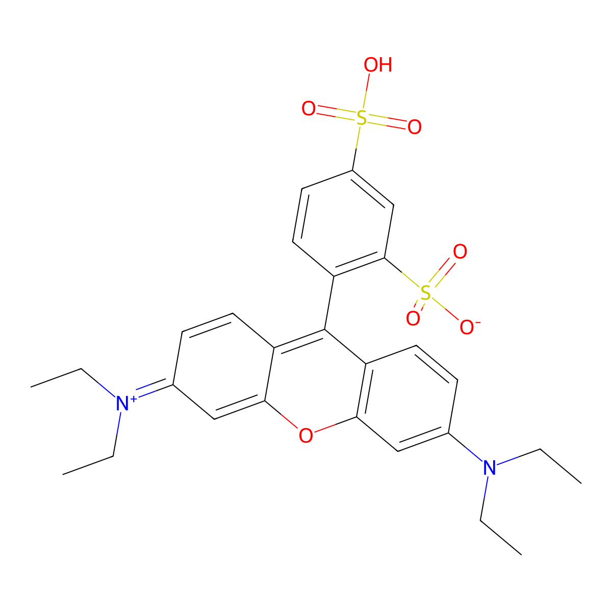 Xanthylium, 3,6-bis(diethylamino)-9-(2,4-disulfophenyl)-, inner salt molecular structure, CAS 10090-50-3