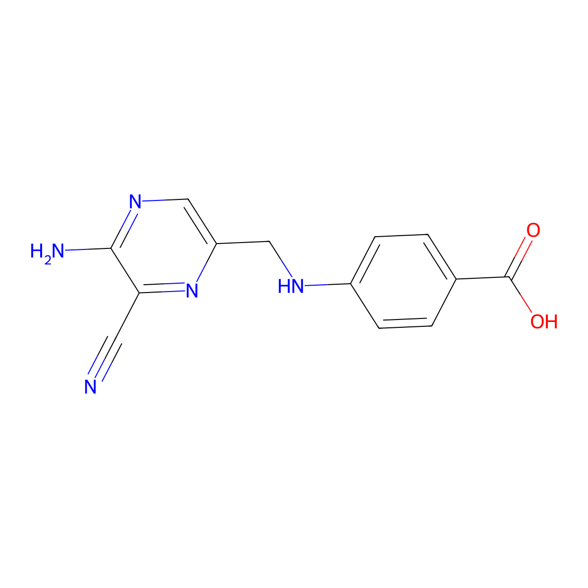 4-[(5-Amino-6-cyanopyrazin-2-yl)methylamino]benzoic acid molecular structure, CAS 100900-25-2