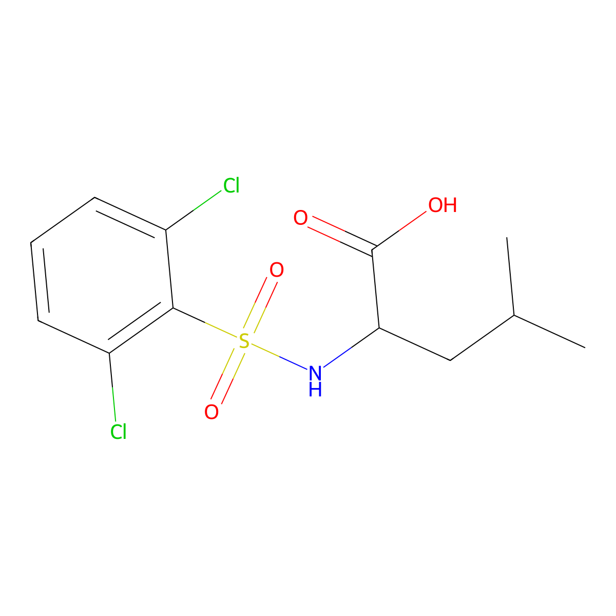2-(2,6-Dichlorobenzenesulfonamido)-4-methylpentanoic acid molecular structure, CAS 1009003-67-1