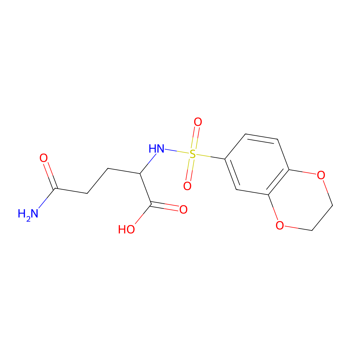 4-Carbamoyl-2-(2,3-dihydro-1,4-benzodioxine-6-sulfonamido)butanoic acid molecular structure, CAS 1009005-00-8