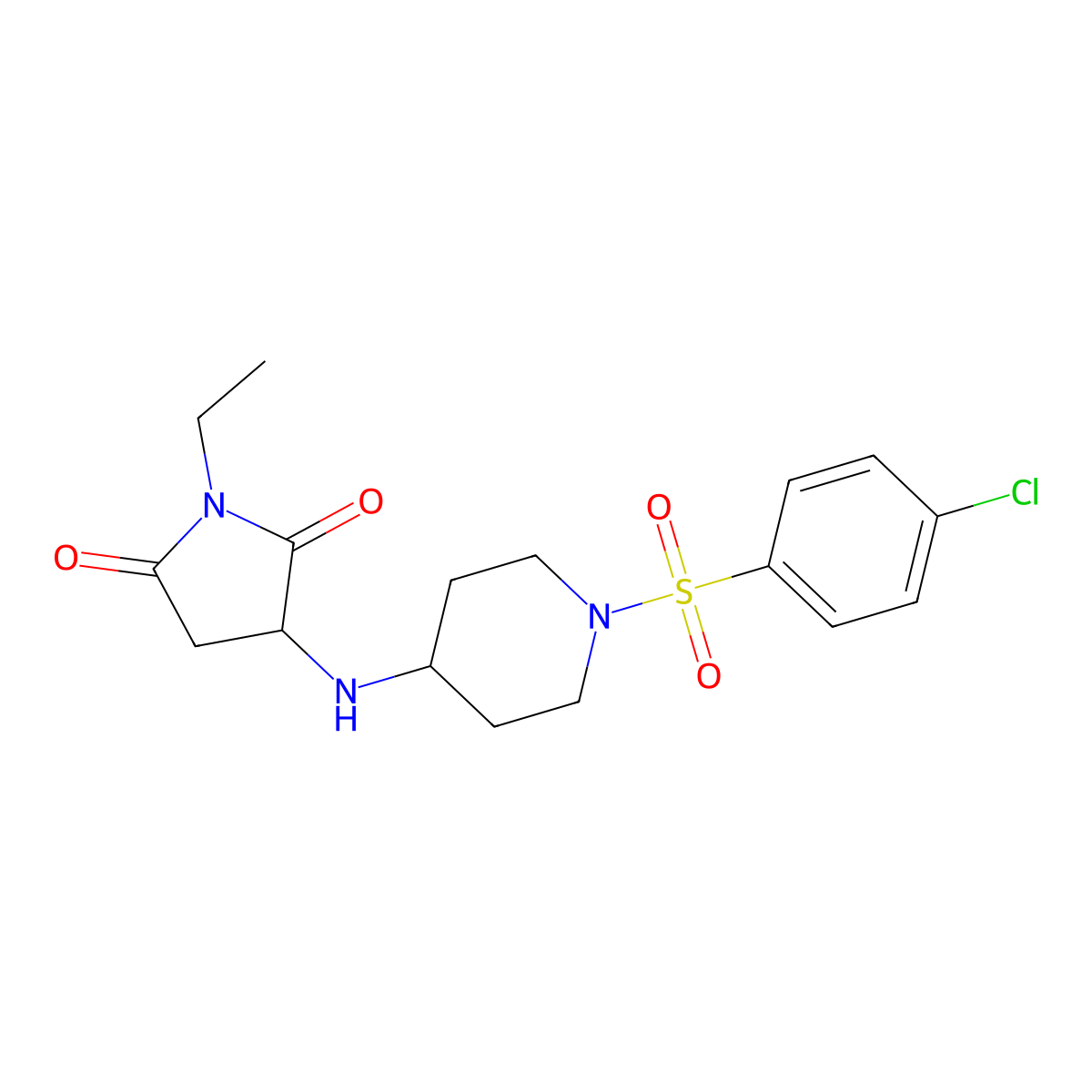 3-[[1-(4-Chlorophenyl)sulfonylpiperidin-4-yl]amino]-1-ethylpyrrolidine-2,5-dione molecular structure, CAS 1009005-13-3