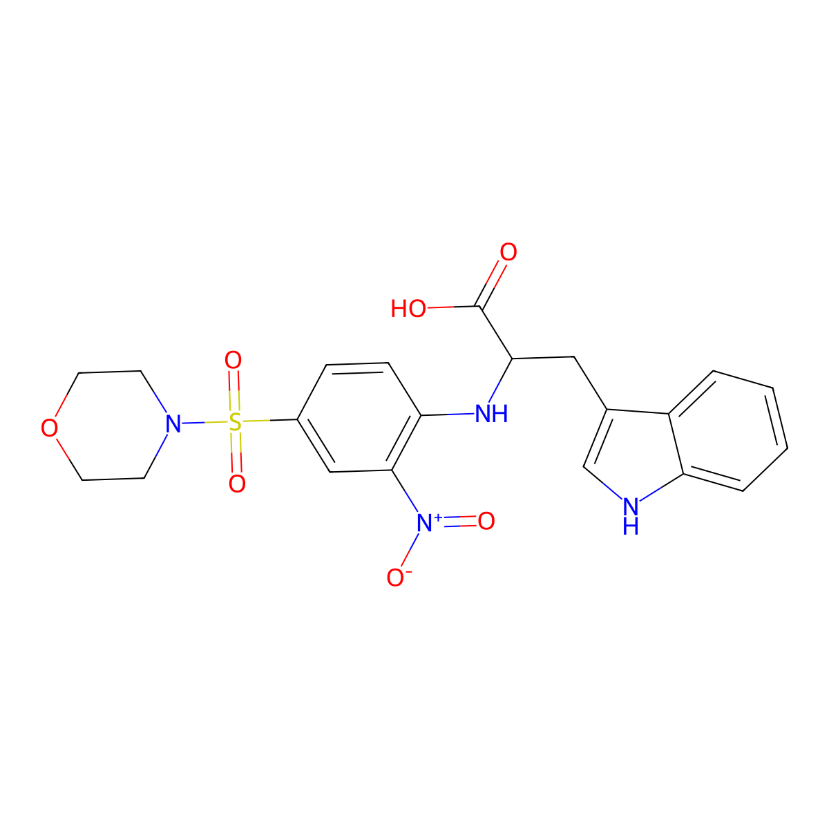 3-(1H-indol-3-yl)-2-{[4-(morpholine-4-sulfonyl)-2-nitrophenyl]amino}propanoic acid molecular structure, CAS 1009005-27-9