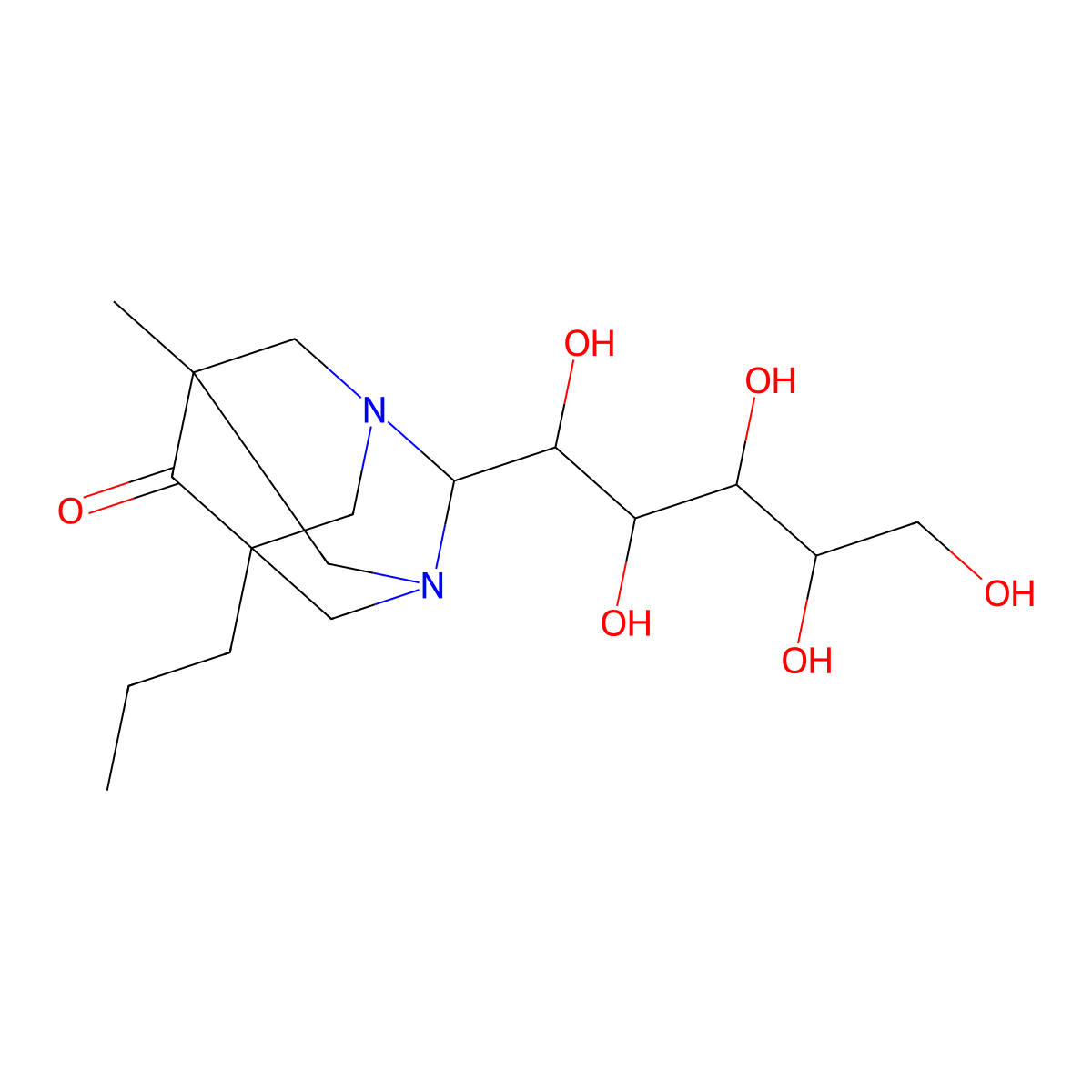 1-C-(5-methyl-6-oxo-7-propyl-1,3-diazatricyclo[3.3.1.1~3,7~]dec-2-yl)pentitol molecular structure, CAS 1009005-32-6