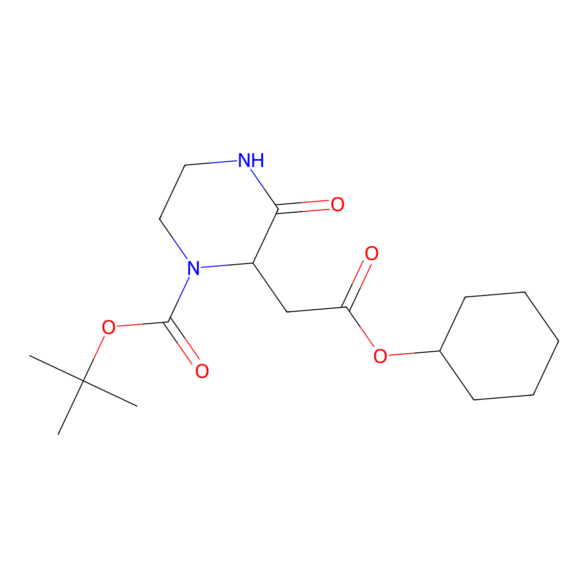 Tert-butyl 2-(2-cyclohexyloxy-2-oxoethyl)-3-oxopiperazine-1-carboxylate molecular structure, CAS 1009005-62-2