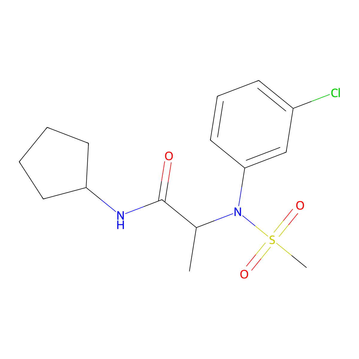 2-(3-chloro-N-methylsulfonylanilino)-N-cyclopentylpropanamide molecular structure, CAS 1009007-58-2