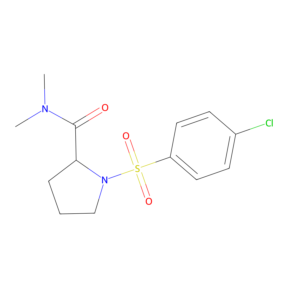 1-(4-chlorophenyl)sulfonyl-N,N-dimethylpyrrolidine-2-carboxamide molecular structure, CAS 1009008-10-9