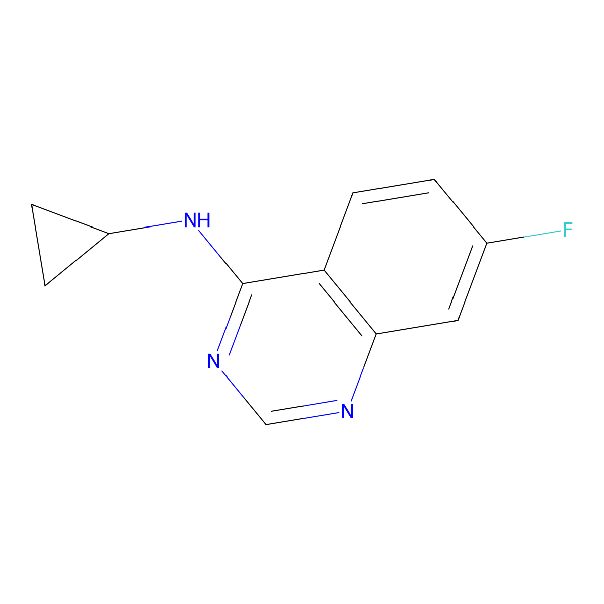 N-cyclopropyl-7-fluoroquinazolin-4-amine molecular structure, CAS 1009035-06-6
