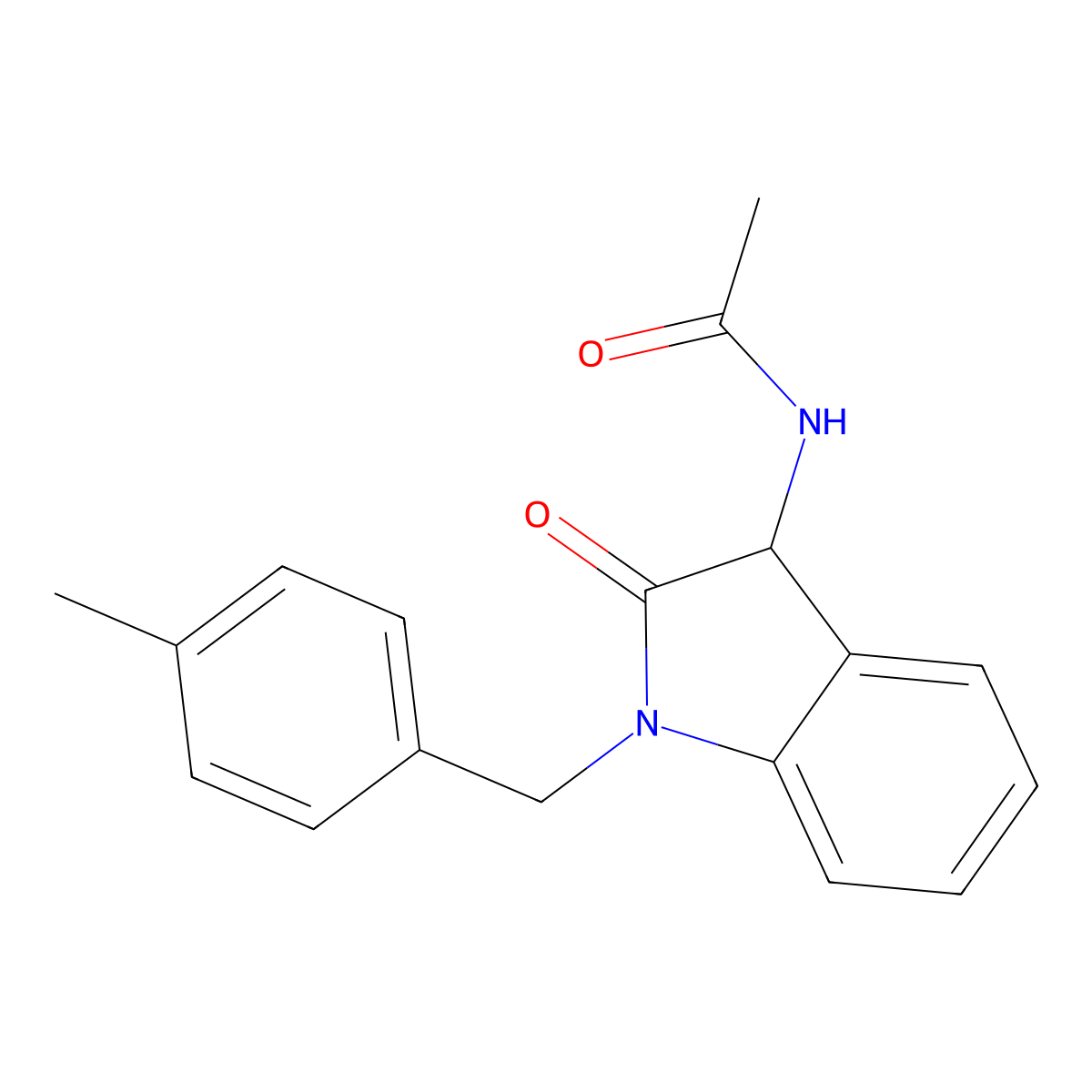 N-[1-(4-methylbenzyl)-2-oxo-2,3-dihydro-1H-indol-3-yl]acetamide molecular structure, CAS 1009038-75-8