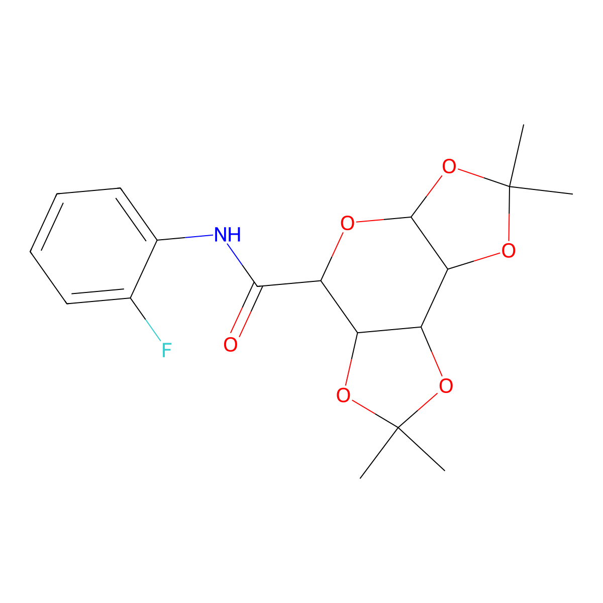 N-(2-fluorophenyl)-2,2,7,7-tetramethyltetrahydro-3aH-bis([1,3]dioxolo)[4,5-b:4',5'-d]pyran-5-carboxamide molecular structure, CAS 1009038-96-3