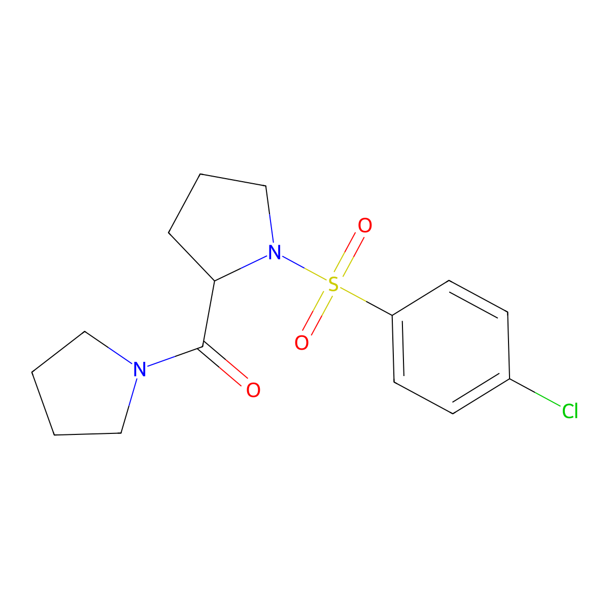 [1-(4-Chlorophenyl)sulfonylpyrrolidin-2-yl]-pyrrolidin-1-ylmethanone molecular structure, CAS 1009041-40-0