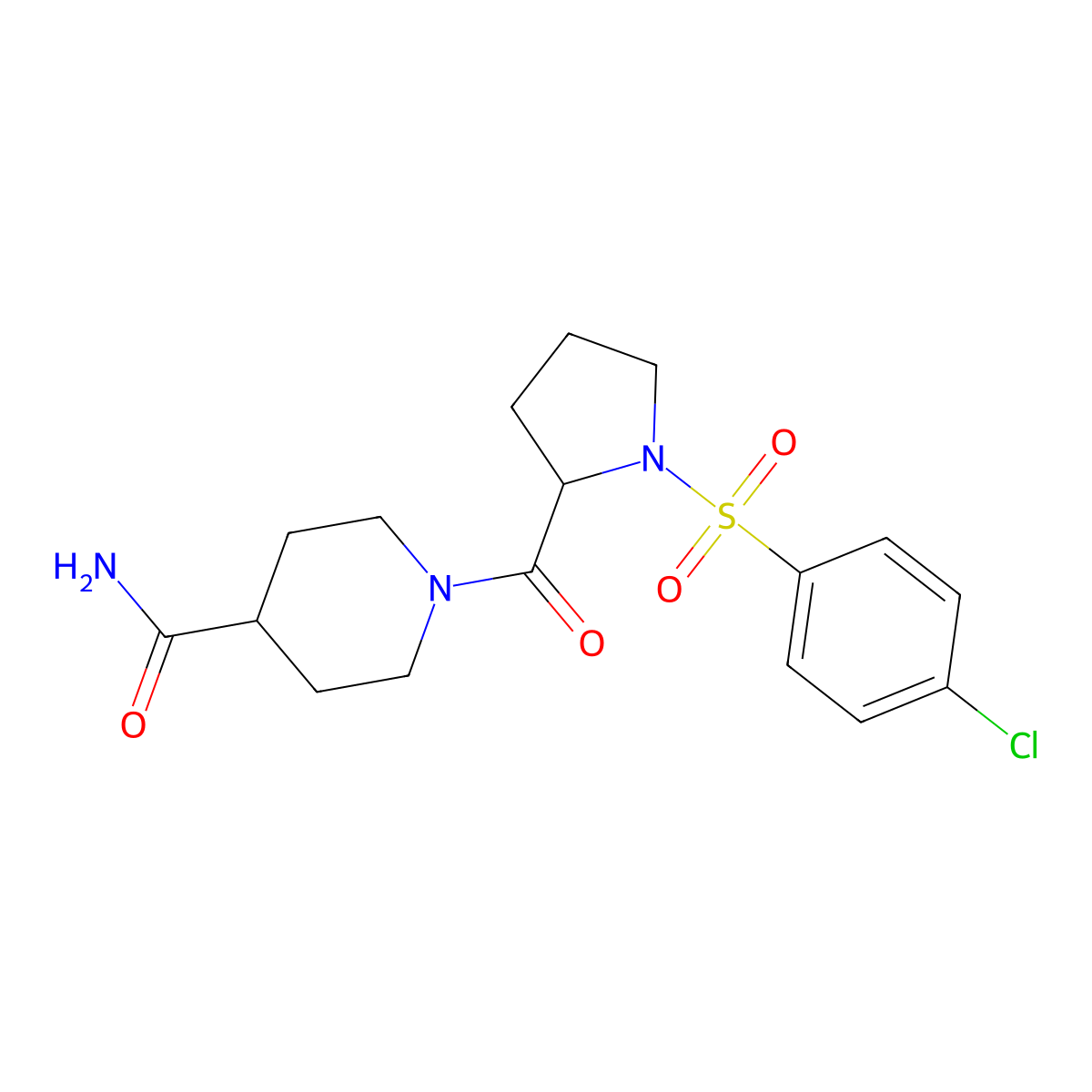 1-{1-[(4-Chlorophenyl)sulfonyl]prolyl}piperidine-4-carboxamide molecular structure, CAS 1009043-35-9
