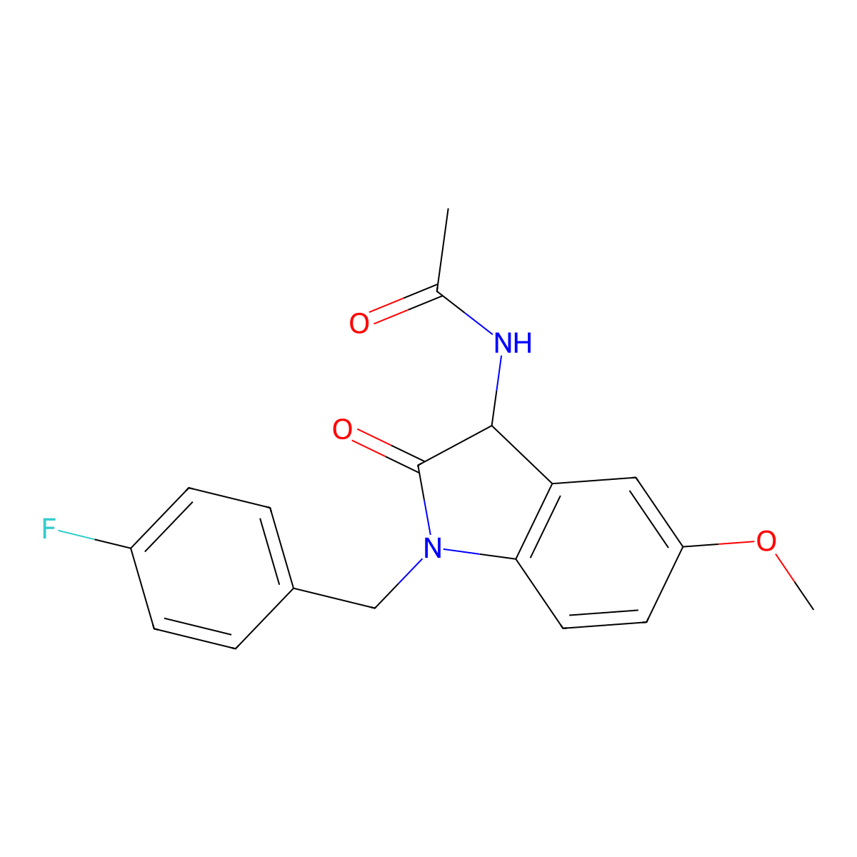 N-[1-(4-fluorobenzyl)-5-methoxy-2-oxo-2,3-dihydro-1H-indol-3-yl]acetamide molecular structure, CAS 1009047-18-0