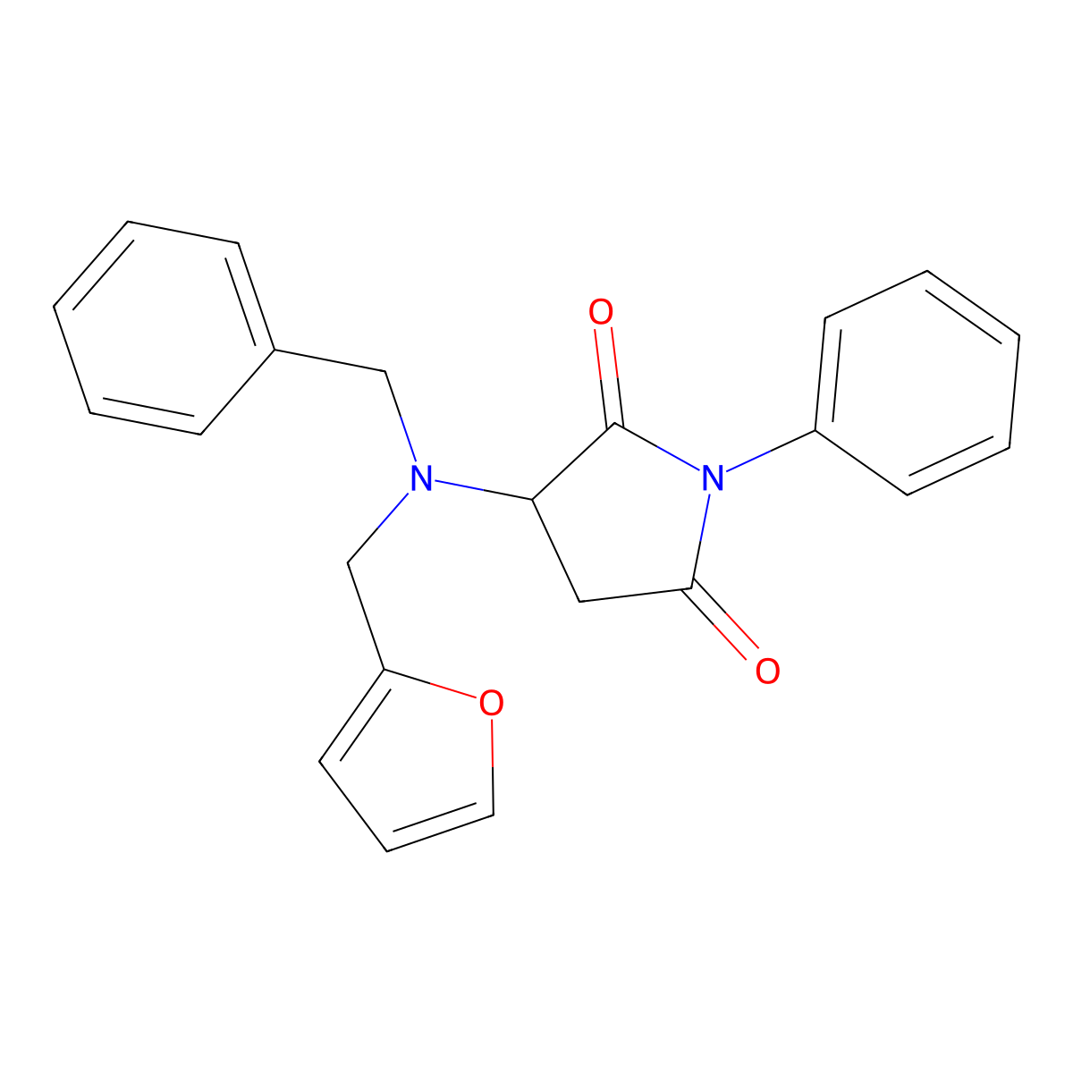 3-[Benzyl(furan-2-ylmethyl)amino]-1-phenylpyrrolidine-2,5-dione molecular structure, CAS 1009047-55-5