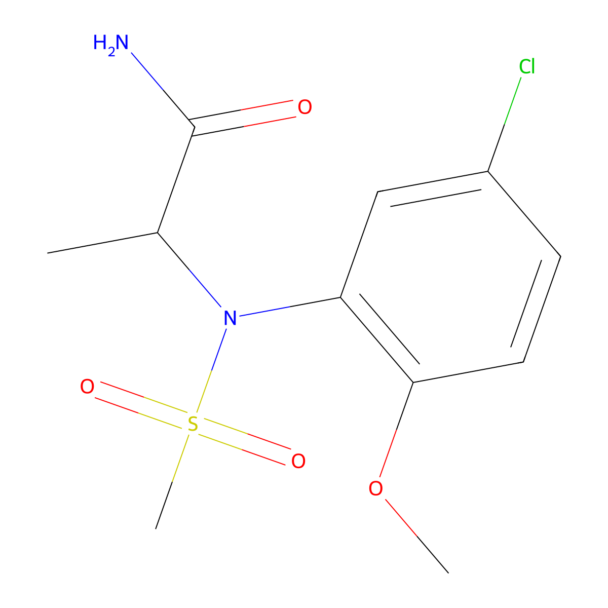 2-(5-chloro-2-methoxy-N-methylsulfonylanilino)propanamide molecular structure, CAS 1009048-69-4