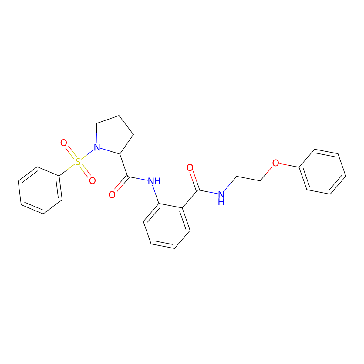 1-(benzenesulfonyl)-N-[2-(2-phenoxyethylcarbamoyl)phenyl]pyrrolidine-2-carboxamide molecular structure, CAS 1009053-21-7