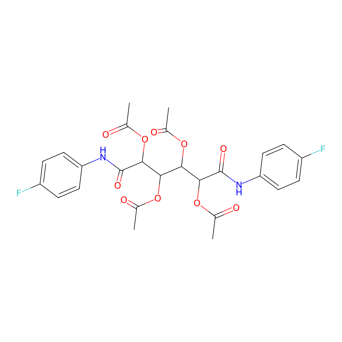 [2,4,5-Triacetyloxy-1,6-bis(4-fluoroanilino)-1,6-dioxohexan-3-yl] acetate molecular structure, CAS 1009053-56-8