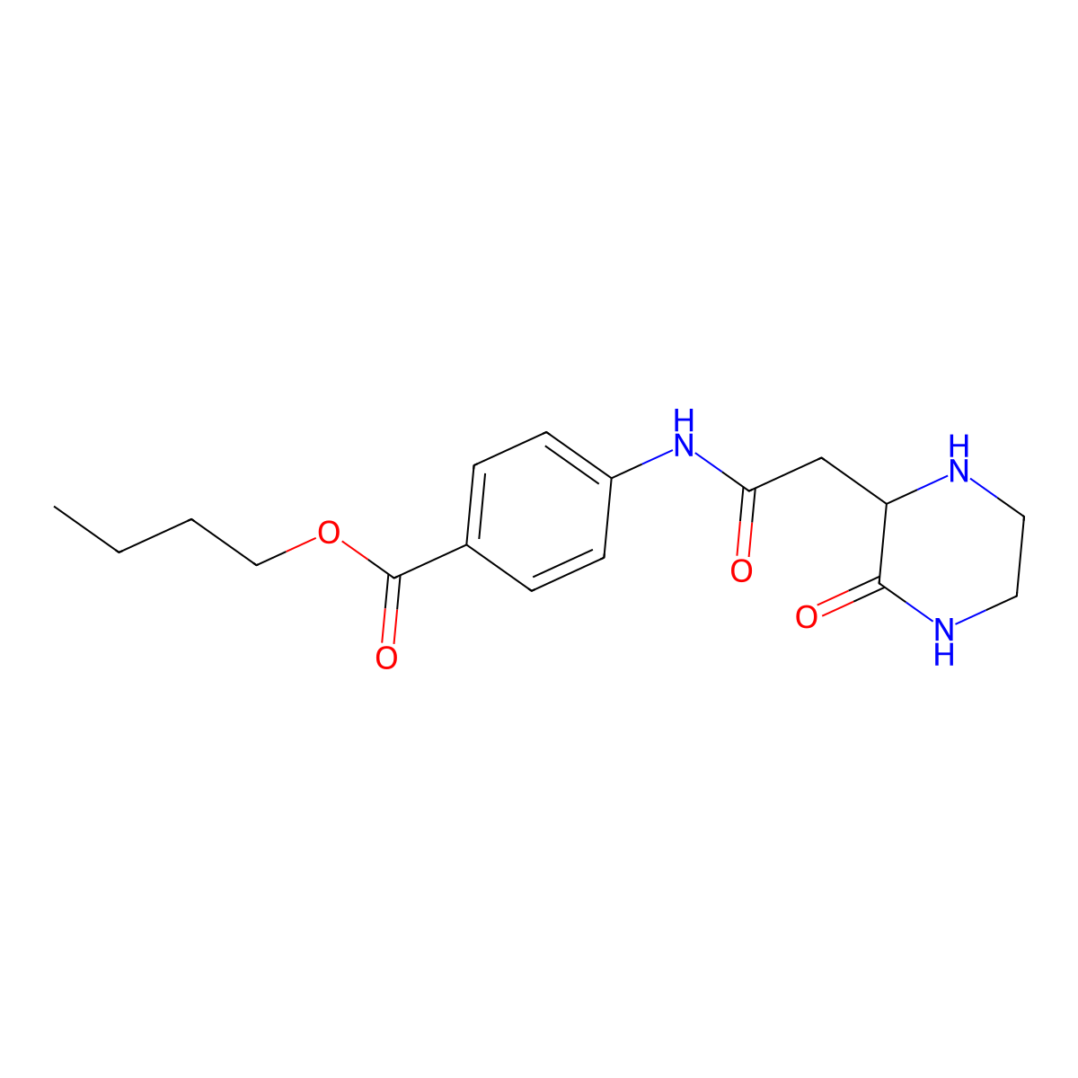 Butyl 4-{[(3-oxopiperazin-2-yl)acetyl]amino}benzoate molecular structure, CAS 1009056-30-7