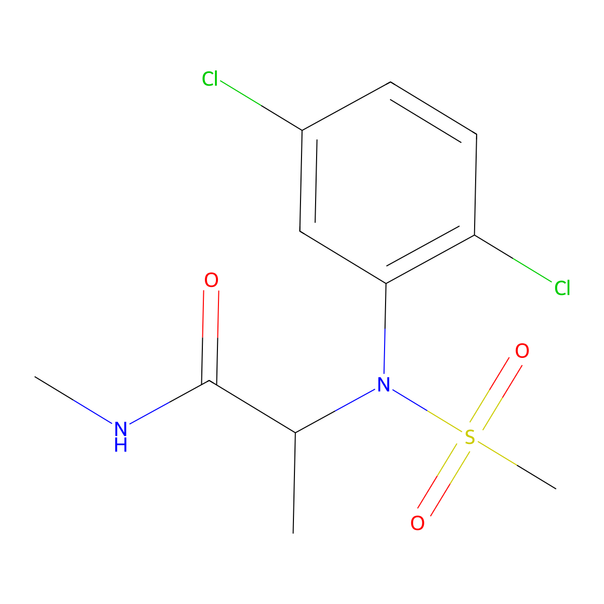 2-(2,5-dichloro-N-methylsulfonylanilino)-N-methylpropanamide molecular structure, CAS 1009057-28-6