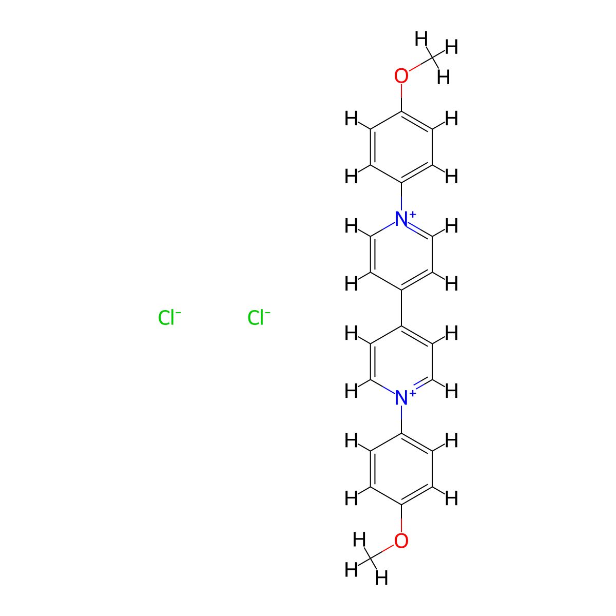 1,1'-Bis(4-methoxyphenyl)-[4,4'-bipyridine]-1,1'-diium chloride molecular structure, CAS 100906-93-2
