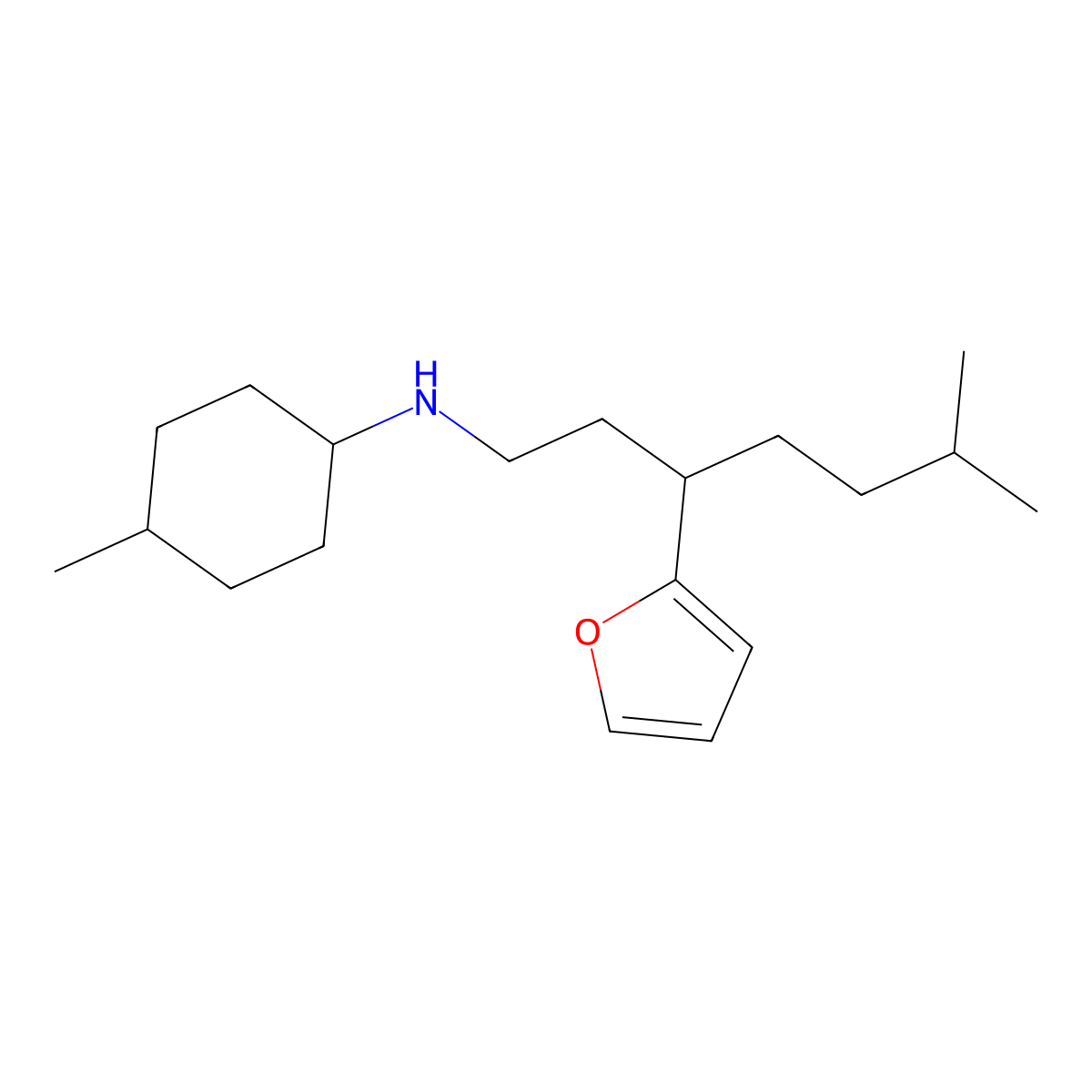 N-[3-(furan-2-yl)-6-methylheptyl]-4-methylcyclohexanamine molecular structure, CAS 1009062-87-6