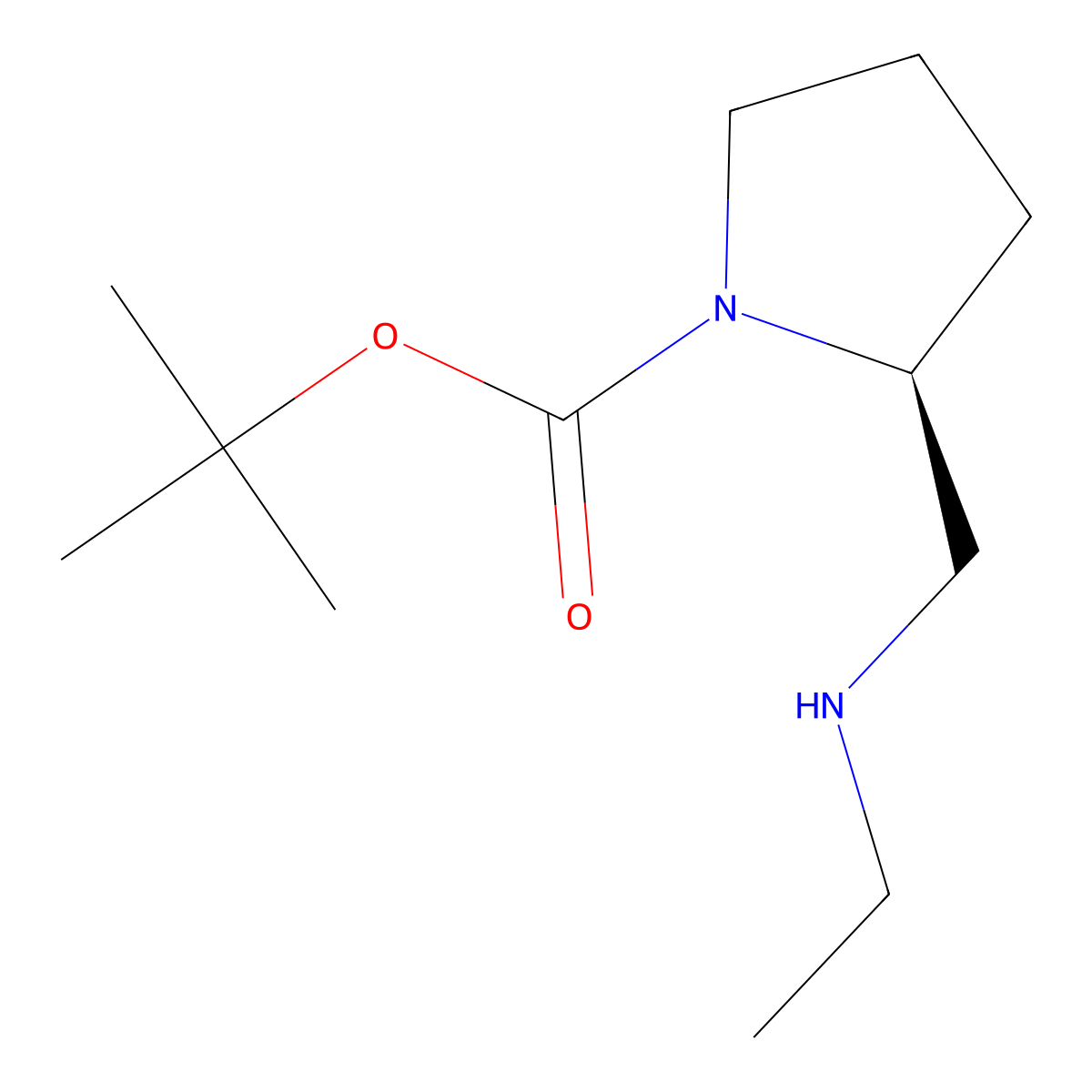 (S)-Tert-butyl 2-((ethylamino)methyl)pyrrolidine-1-carboxylate molecular structure, CAS 1009075-39-1