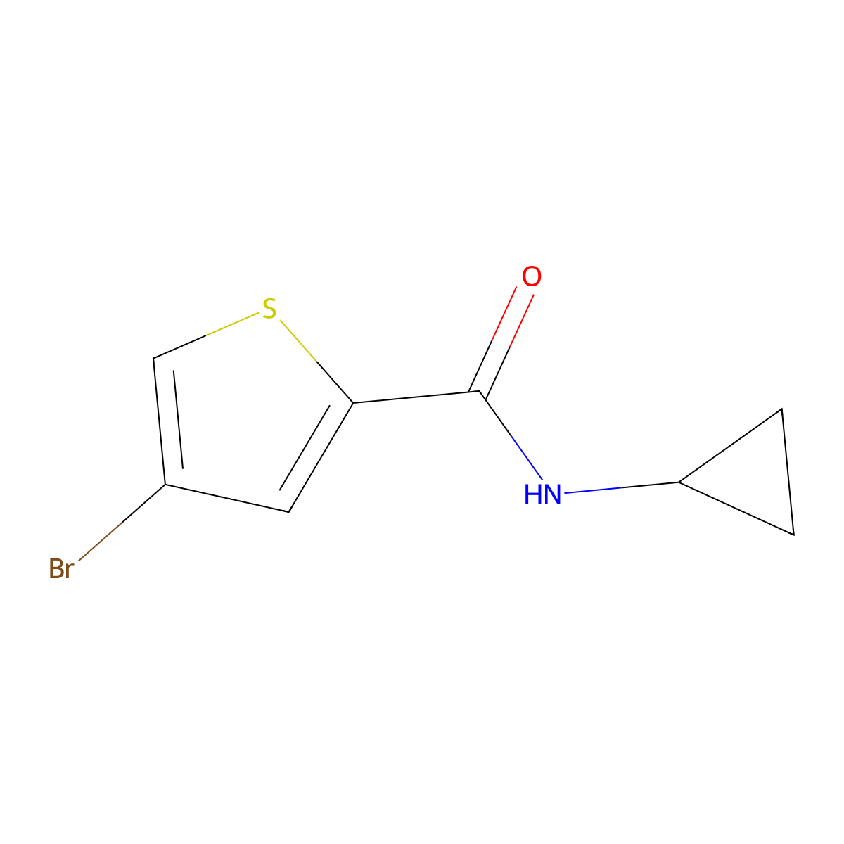 4-bromo-N-cyclopropylthiophene-2-carboxamide molecular structure, CAS 1009088-11-2