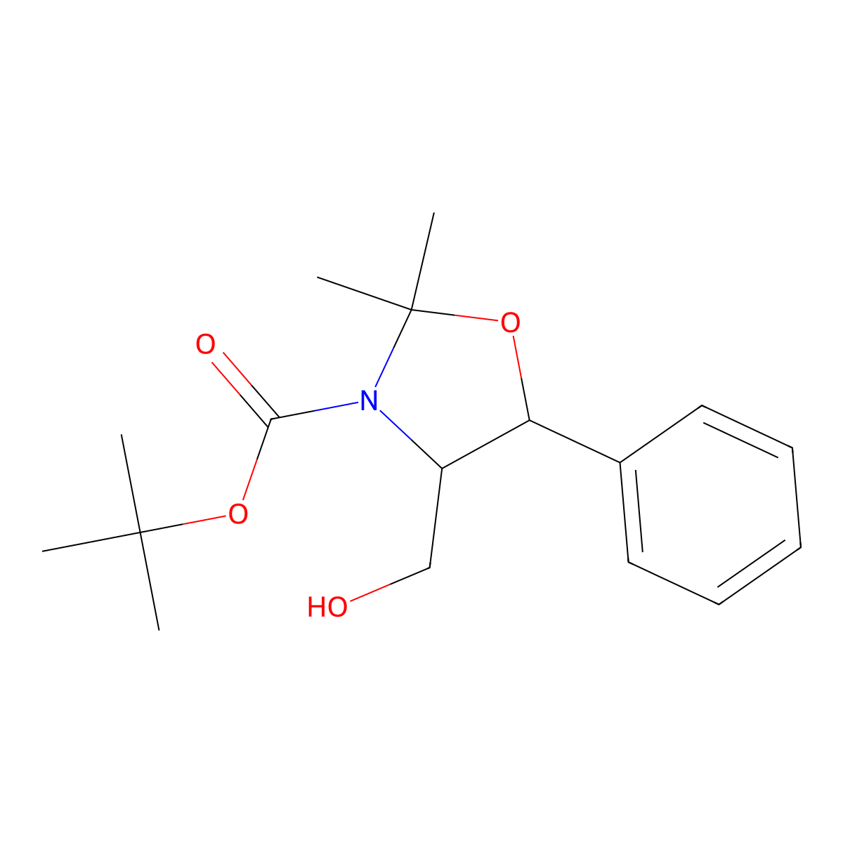 tert-Butyl (4R,5R)-4-(hydroxymethyl)-2,2-dimethyl-5-phenyloxazolidine-3-carboxylate molecular structure, CAS 1009092-91-4