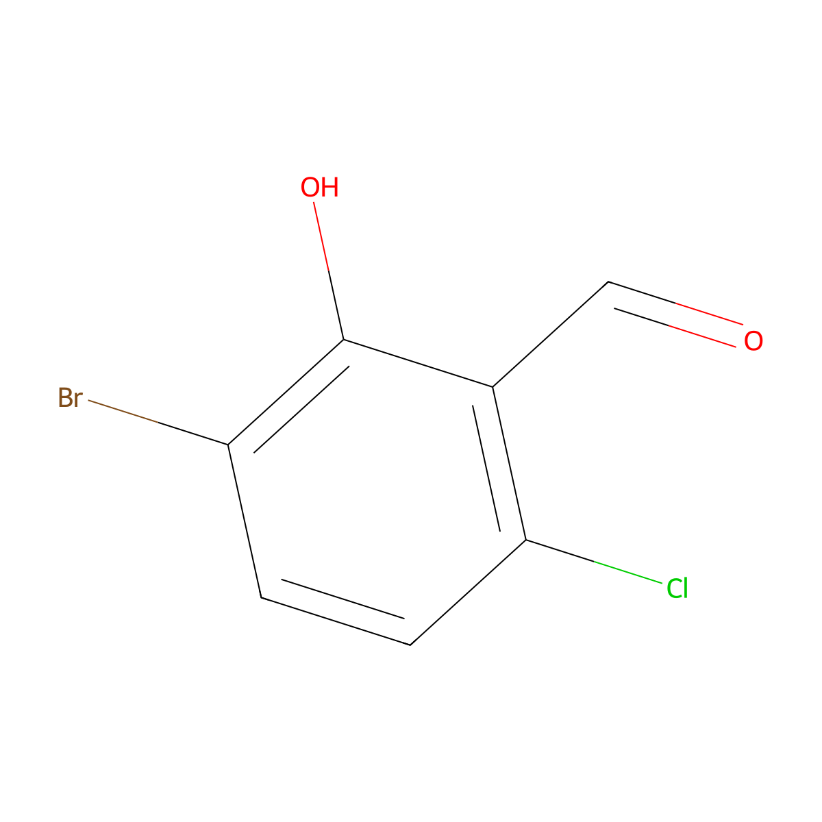 3-Bromo-6-chloro-2-hydroxybenzaldehyde molecular structure, CAS 1009094-06-7