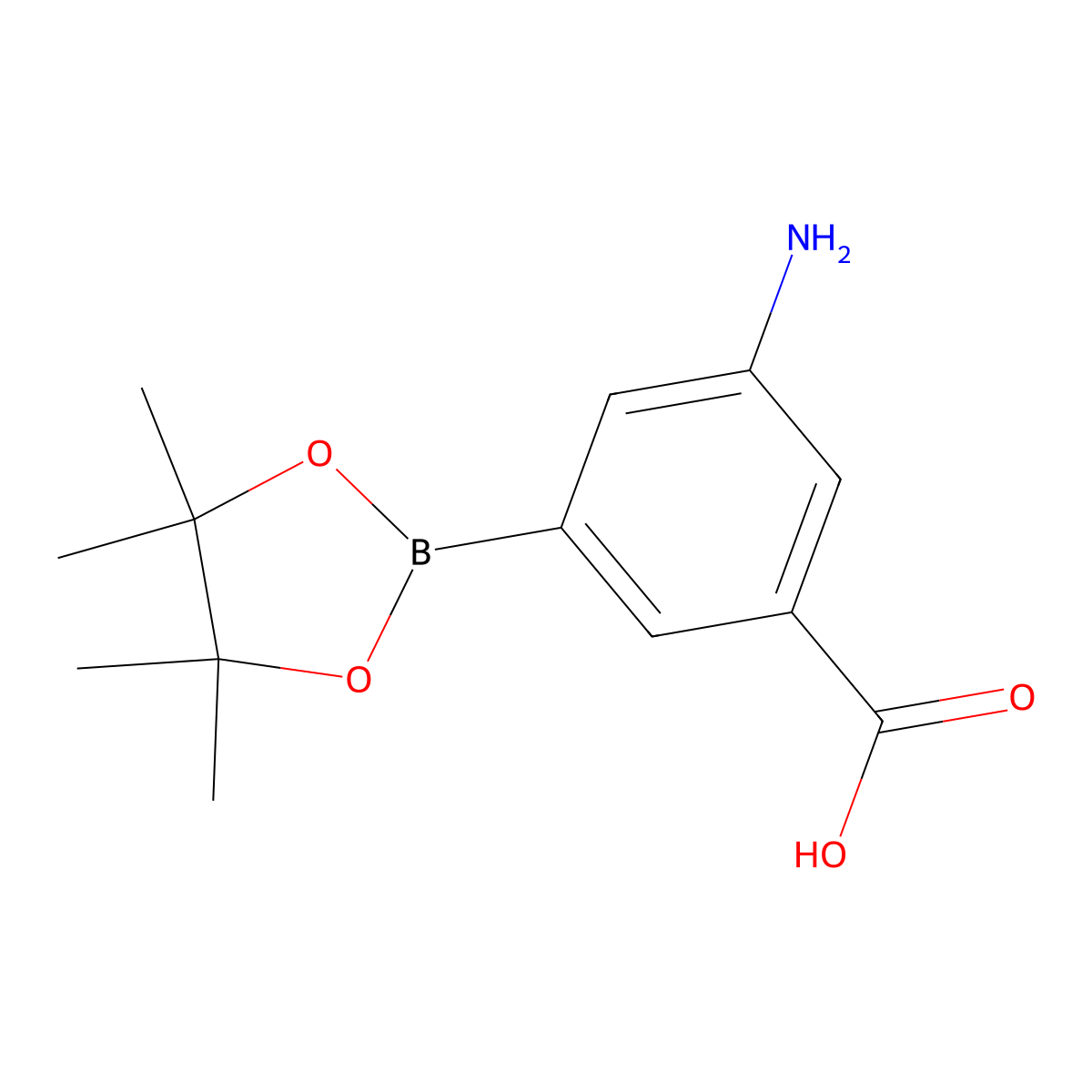 3-Amino-5-(4,4,5,5-tetramethyl-1,3,2-dioxaborolan-2-yl)benzoic acid molecular structure, CAS 1009094-73-8