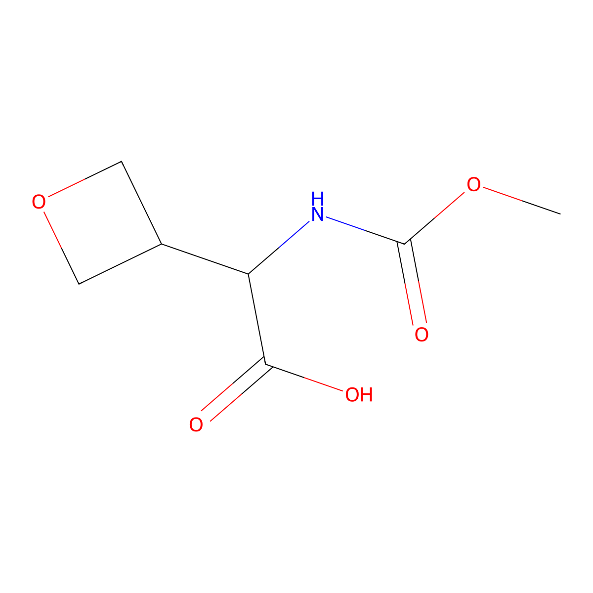 2-((Methoxycarbonyl)amino)-2-(oxetan-3-yl)acetic acid molecular structure, CAS 1009120-05-1