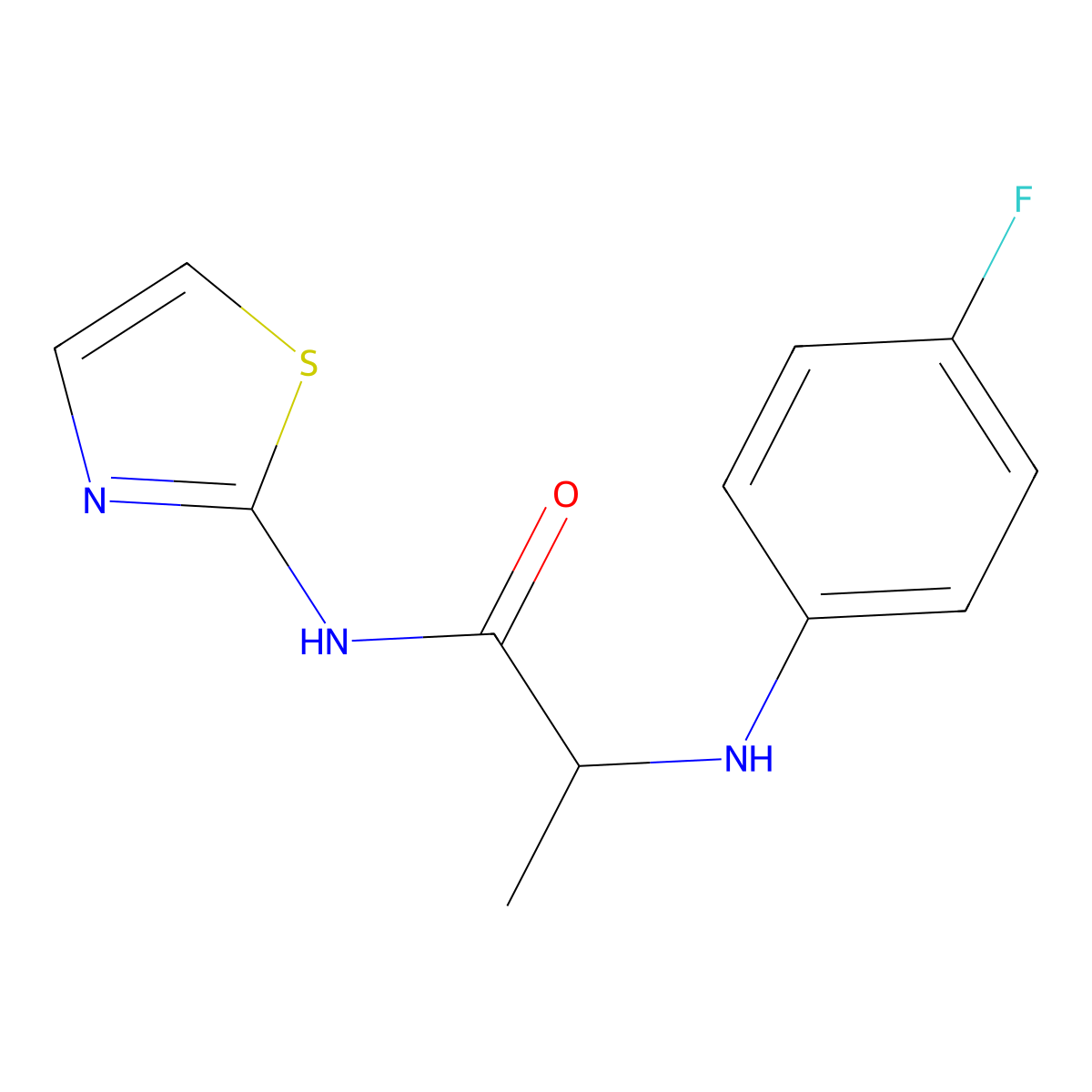 2-(4-Fluoro-phenylamino)-N-thiazol-2-yl-propionamide molecular structure, CAS 1009155-13-8