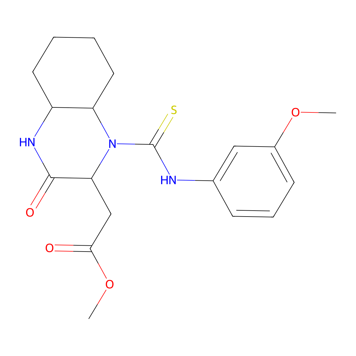 Methyl {1-[(3-methoxyphenyl)carbamothioyl]-3-oxodecahydroquinoxalin-2-yl}acetate molecular structure, CAS 1009155-76-3