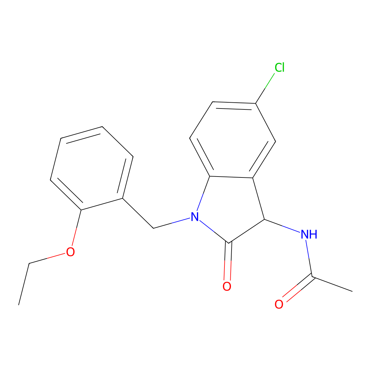 N-(5-chloro-1-(2-ethoxybenzyl)-2-oxoindolin-3-yl)acetamide molecular structure, CAS 1009159-54-9