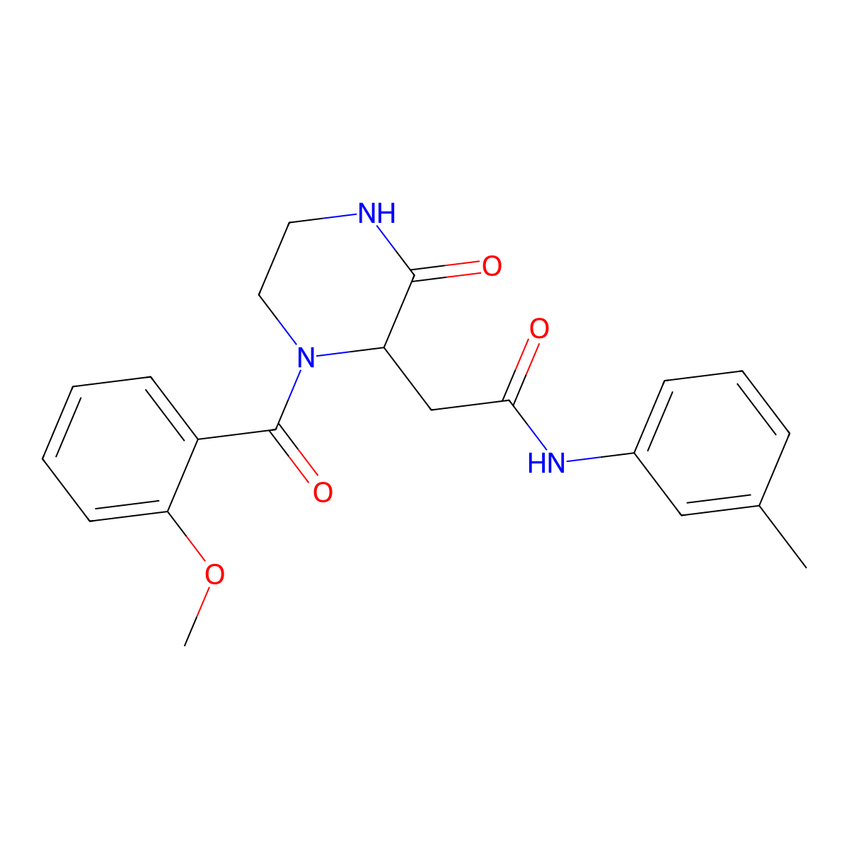 2-[1-(2-methoxybenzoyl)-3-oxopiperazin-2-yl]-N-(3-methylphenyl)acetamide molecular structure, CAS 1009162-74-6