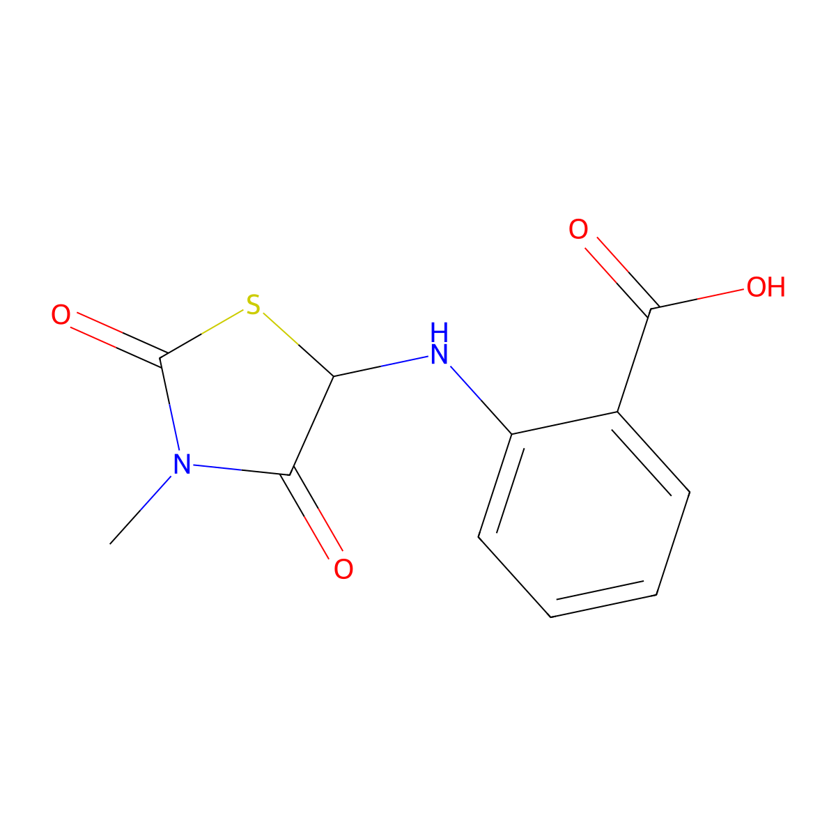 2-(3-Methyl-2,4-dioxo-thiazolidin-5-ylamino)-benzoic acid molecular structure, CAS 1009162-76-8