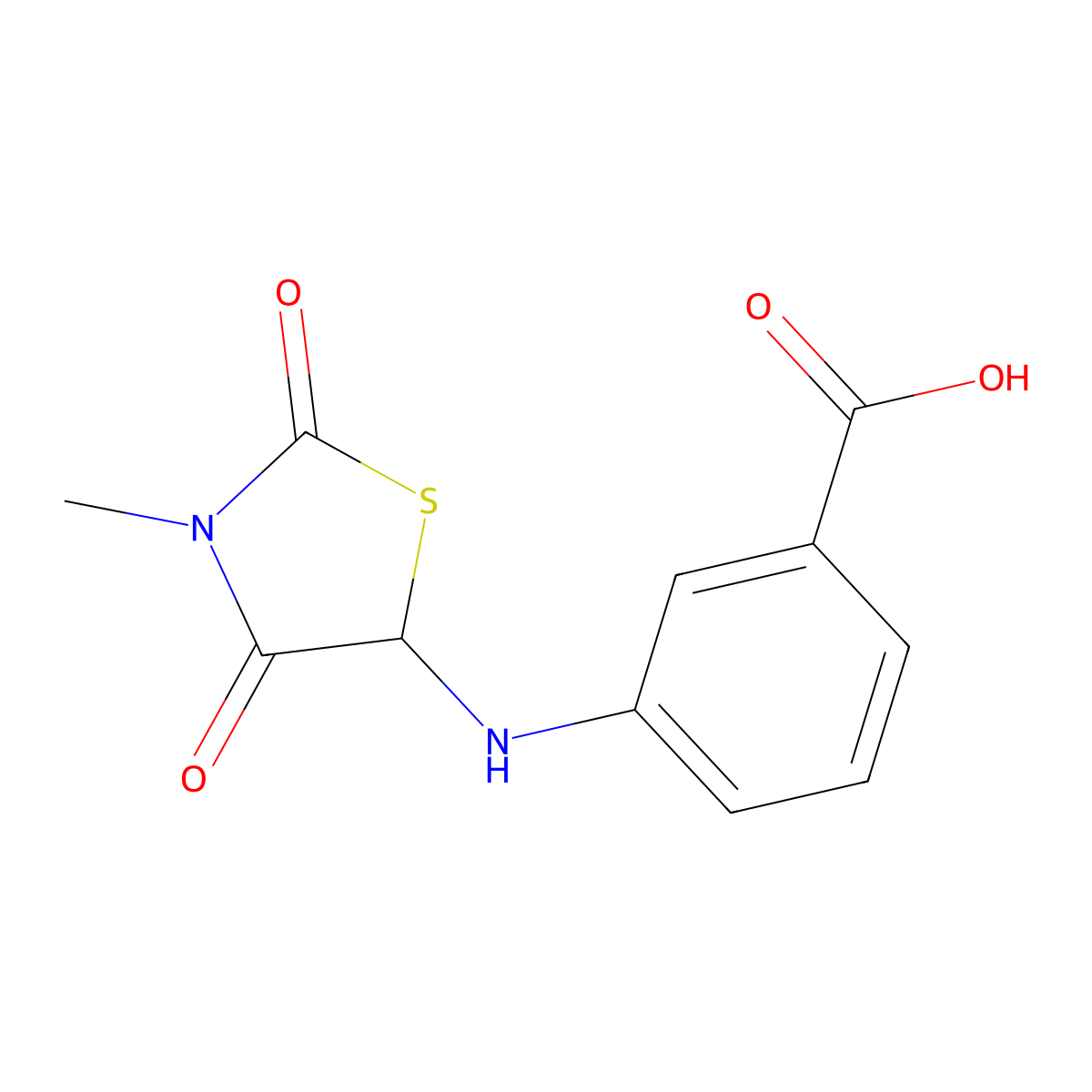 3-[(3-Methyl-2,4-dioxo-1,3-thiazolidin-5-yl)amino]benzoic acid molecular structure, CAS 1009162-78-0